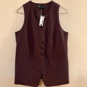 Women’s Maroon Button-Up Vest, NWT, Size 2